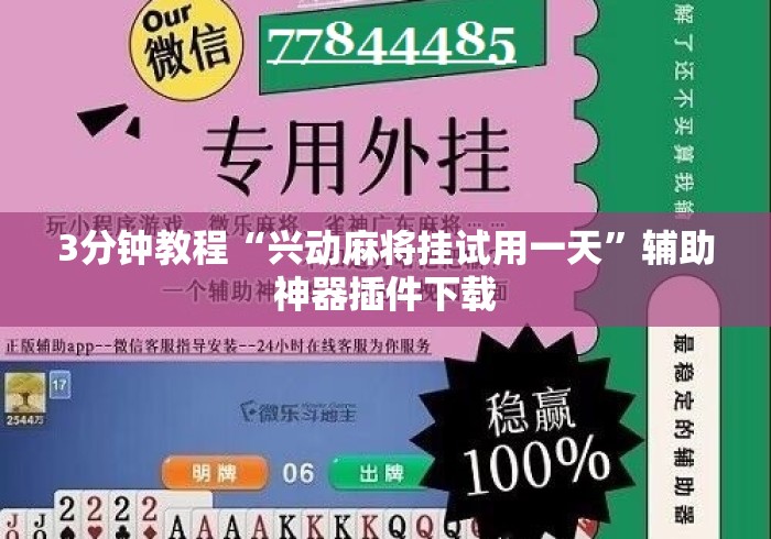 3分钟教程“兴动麻将挂试用一天”辅助神器插件下载