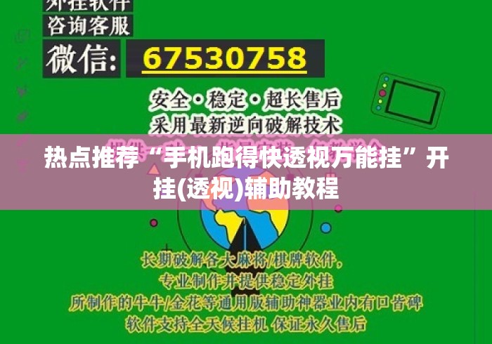 热点推荐“手机跑得快透视万能挂”开挂(透视)辅助教程