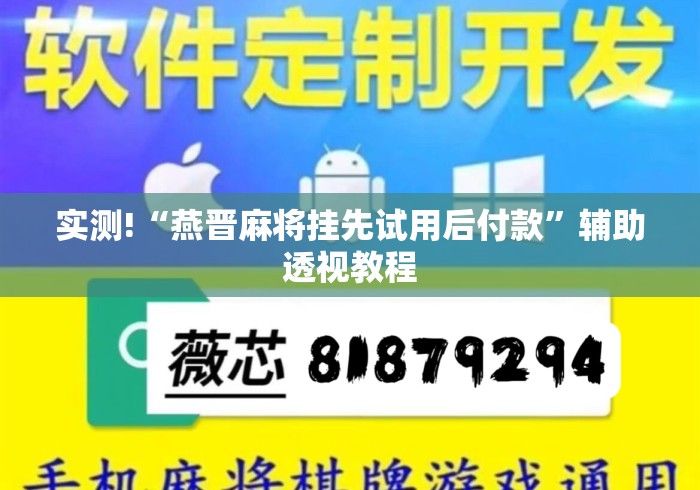 实测!“燕晋麻将挂先试用后付款”辅助透视教程