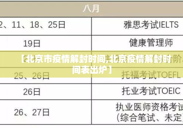 【北京市疫情解封时间,北京疫情解封时间表出炉】
