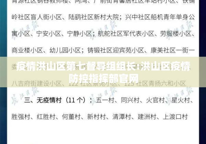 疫情洪山区第七督导组组长:洪山区疫情防控指挥部官网 疫情洪山区第七督导组组长:洪山区疫情防控指挥部官网