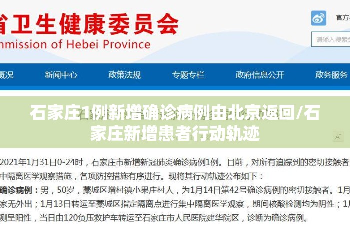 石家庄1例新增确诊病例由北京返回/石家庄新增患者行动轨迹 石家庄1例新增确诊病例由北京返回/石家庄新增患者行动轨迹
