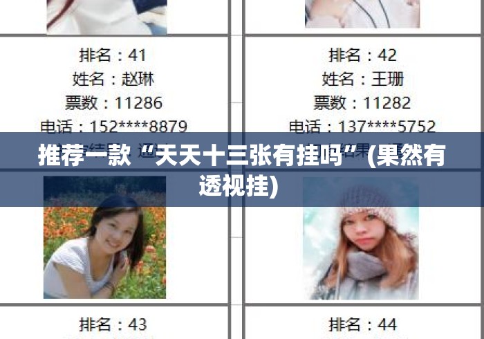 推荐一款“天天十三张有挂吗”(果然有透视挂) 
