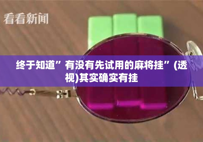 终于知道	”有没有先试用的麻将挂”(透视)其实确实有挂