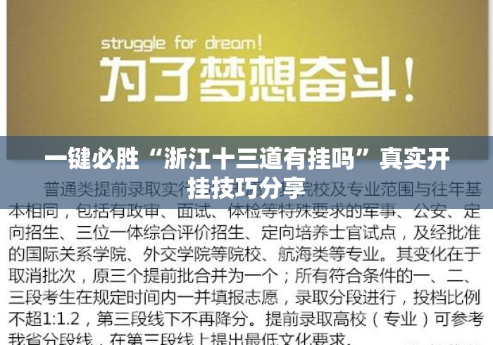 一键必胜“浙江十三道有挂吗”真实开挂技巧分享