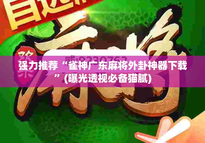 强力推荐“雀神广东麻将外卦神器下载”(曝光透视必备猫腻)