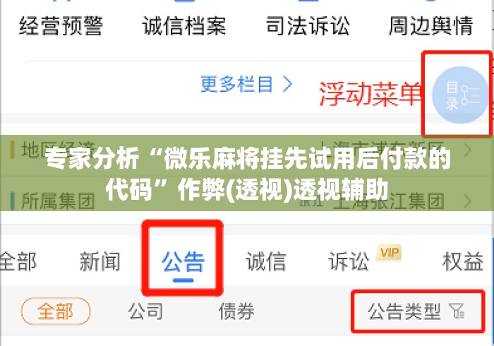 专家分析“微乐麻将挂先试用后付款的代码”作弊(透视)透视辅助
