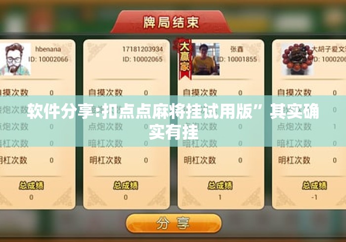 软件分享:扣点点麻将挂试用版	”其实确实有挂