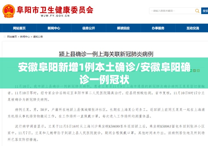 安徽阜阳新增1例本土确诊/安徽阜阳确诊一例冠状