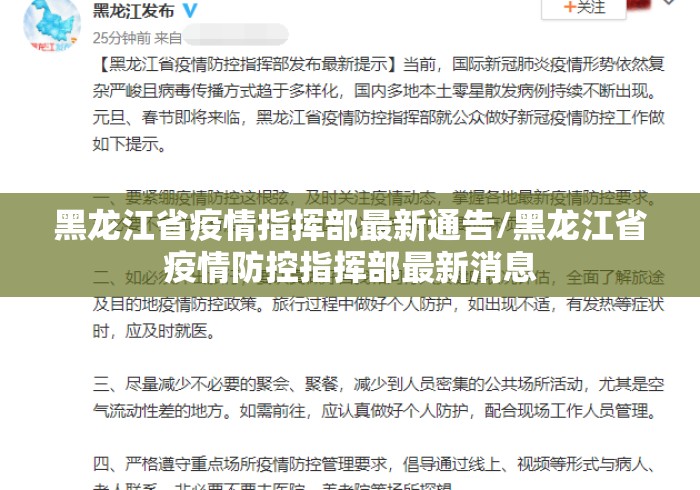 黑龙江省疫情指挥部最新通告/黑龙江省疫情防控指挥部最新消息