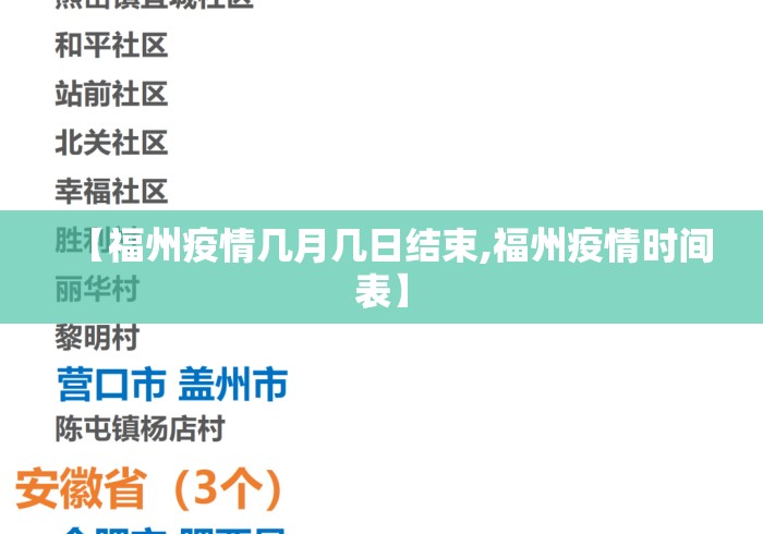 【福州疫情几月几日结束,福州疫情时间表】 【福州疫情几月几日结束,福州疫情时间表】