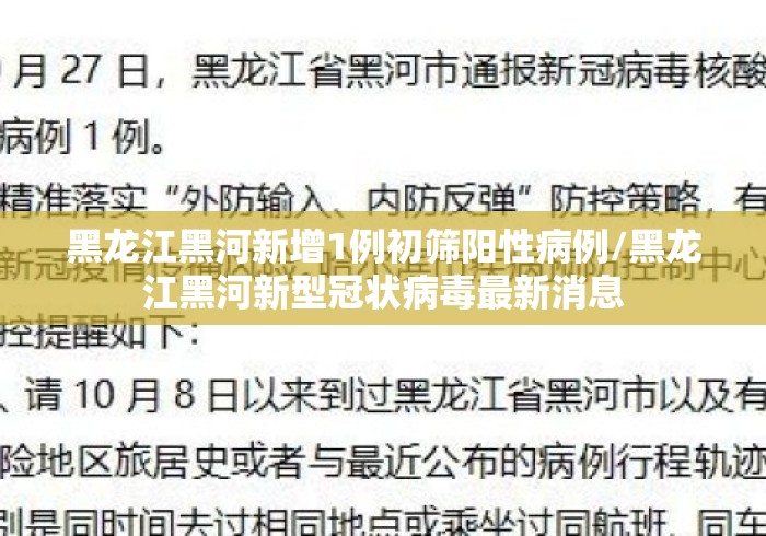 黑龙江黑河新增1例初筛阳性病例/黑龙江黑河新型冠状病毒最新消息 黑龙江黑河新增1例初筛阳性病例/黑龙江黑河新型冠状病毒最新消息