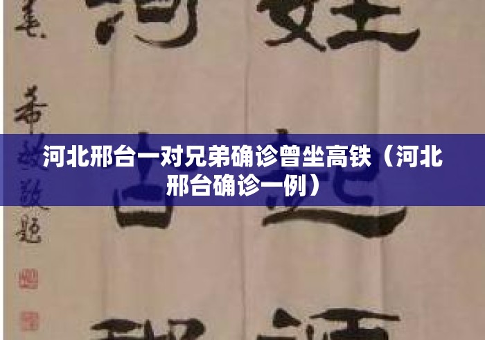 河北邢台一对兄弟确诊曾坐高铁(河北邢台确诊一例) 河北邢台一对兄弟确诊曾坐高铁(河北邢台确诊一例)