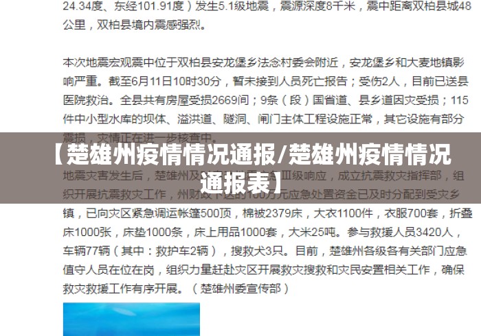 【楚雄州疫情情况通报/楚雄州疫情情况通报表】