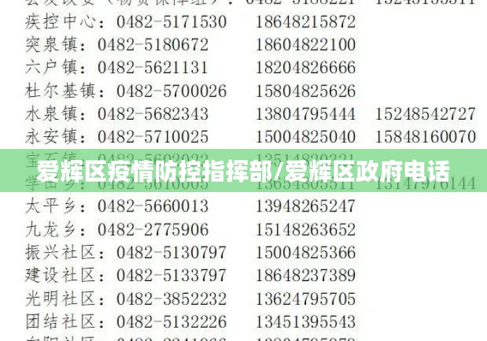 爱辉区疫情防控指挥部/爱辉区政府电话 爱辉区疫情防控指挥部/爱辉区政府电话