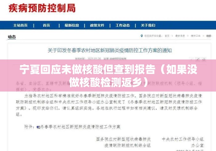 宁夏回应未做核酸但查到报告(如果没做核酸检测返乡) 宁夏回应未做核酸但查到报告(如果没做核酸检测返乡)