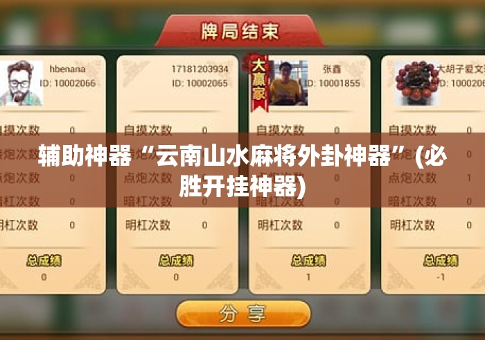辅助神器“云南山水麻将外卦神器”(必胜开挂神器)