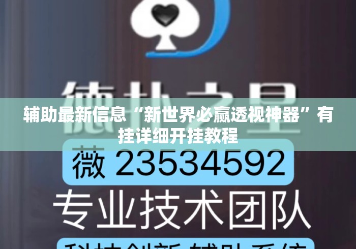 辅助最新信息“新世界必赢透视神器”有挂详细开挂教程