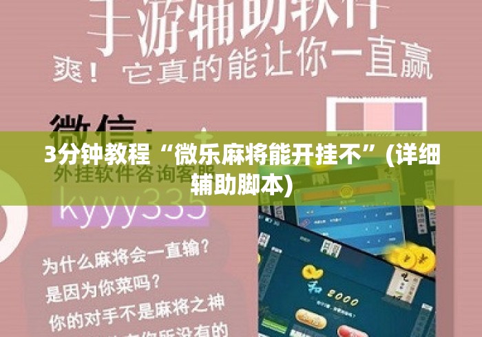 3分钟教程“微乐麻将能开挂不”(详细辅助脚本)
