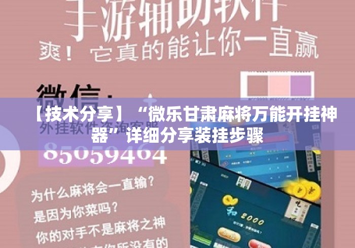 【技术分享】“微乐甘肃麻将万能开挂神器	”详细分享装挂步骤
