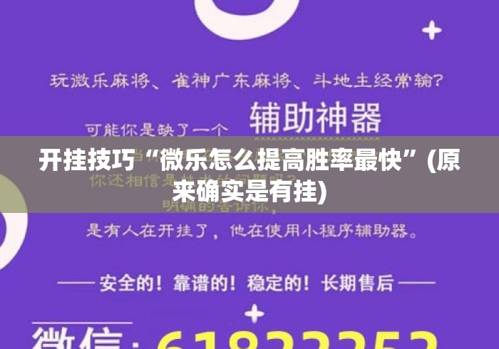 开挂技巧“微乐怎么提高胜率最快”(原来确实是有挂)