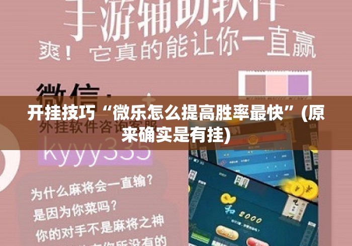 开挂技巧“微乐怎么提高胜率最快”(原来确实是有挂)