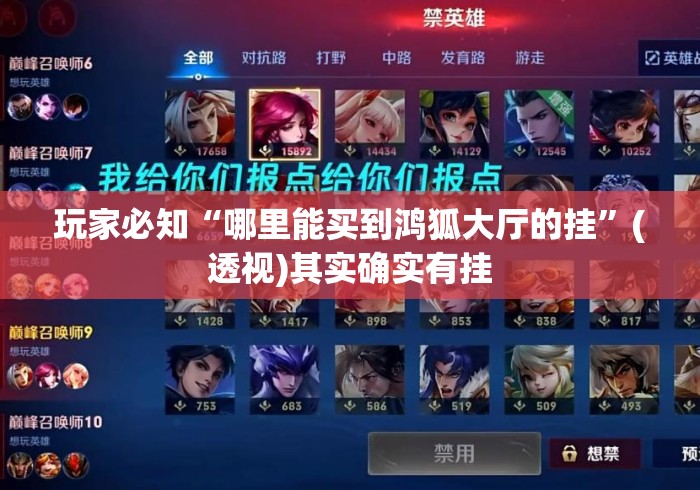 玩家必知“哪里能买到鸿狐大厅的挂”(透视)其实确实有挂