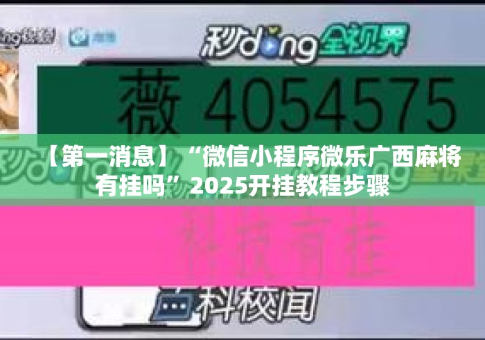 【第一消息】“微信小程序微乐广西麻将有挂吗”2025开挂教程步骤