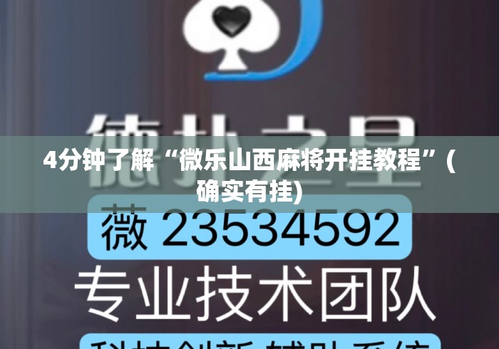 4分钟了解“微乐山西麻将开挂教程”(确实有挂)