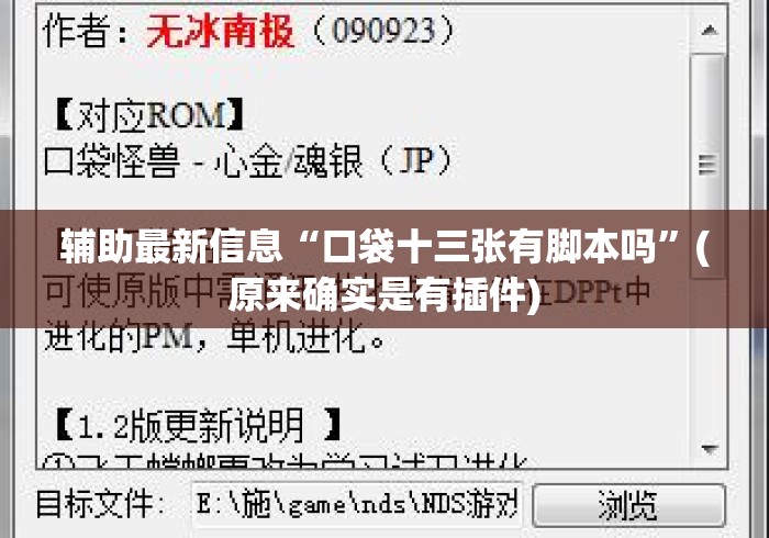 辅助最新信息“口袋十三张有脚本吗”(原来确实是有插件)