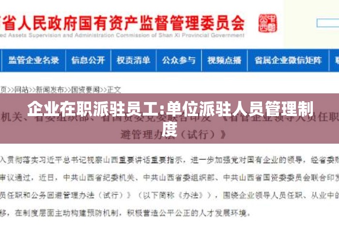 企业在职派驻员工:单位派驻人员管理制度