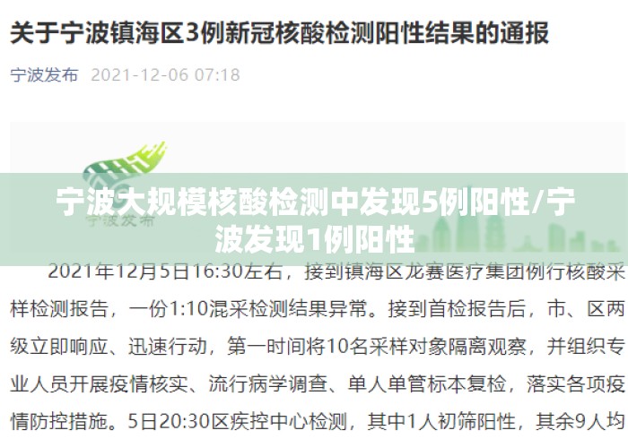 宁波大规模核酸检测中发现5例阳性/宁波发现1例阳性 宁波大规模核酸检测中发现5例阳性/宁波发现1例阳性