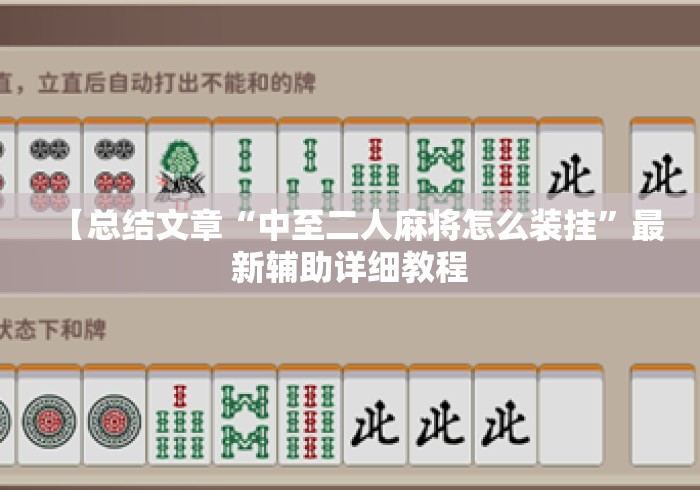 【总结文章“中至二人麻将怎么装挂”最新辅助详细教程