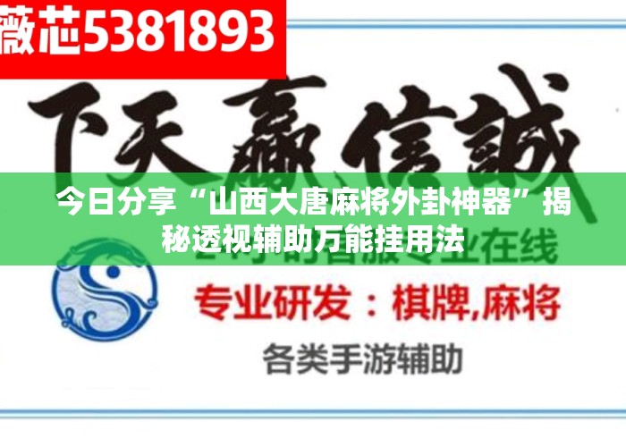 今日分享“山西大唐麻将外卦神器”揭秘透视辅助万能挂用法