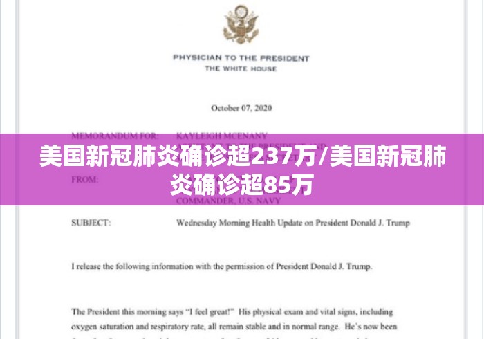 美国新冠肺炎确诊超237万/美国新冠肺炎确诊超85万