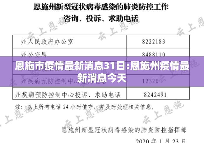 恩施市疫情最新消息31日:恩施州疫情最新消息今天 恩施市疫情最新消息31日:恩施州疫情最新消息今天