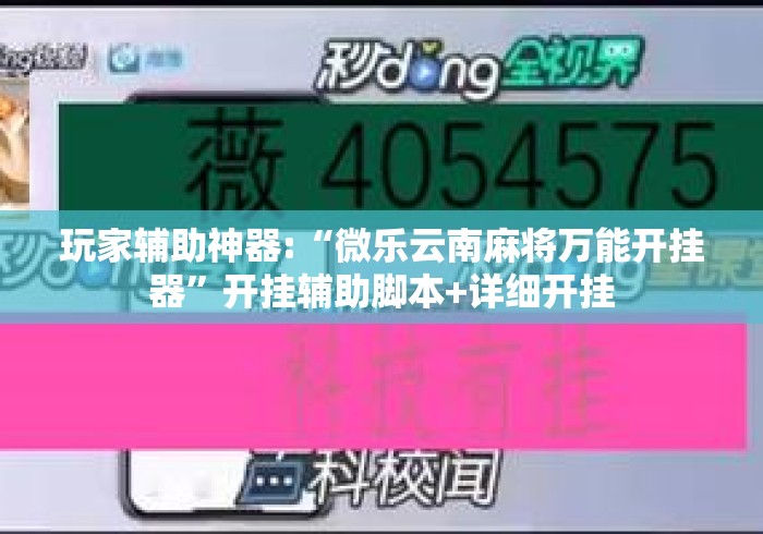 玩家辅助神器:“微乐云南麻将万能开挂器”开挂辅助脚本+详细开挂