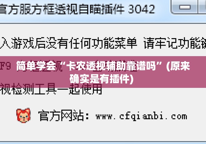 简单学会“卡农透视辅助靠谱吗”(原来确实是有插件) 