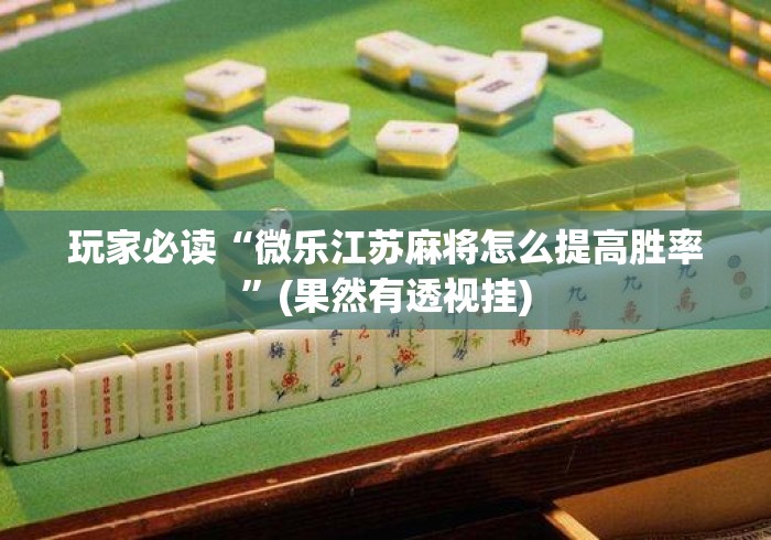 玩家必读“微乐江苏麻将怎么提高胜率”(果然有透视挂)