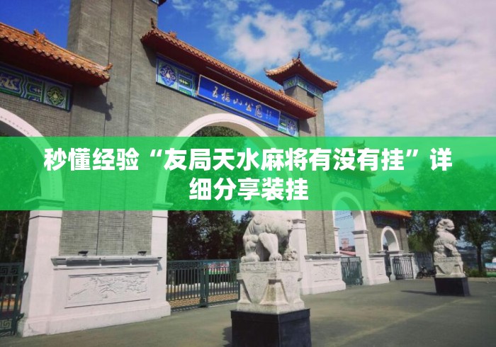秒懂经验“友局天水麻将有没有挂”详细分享装挂