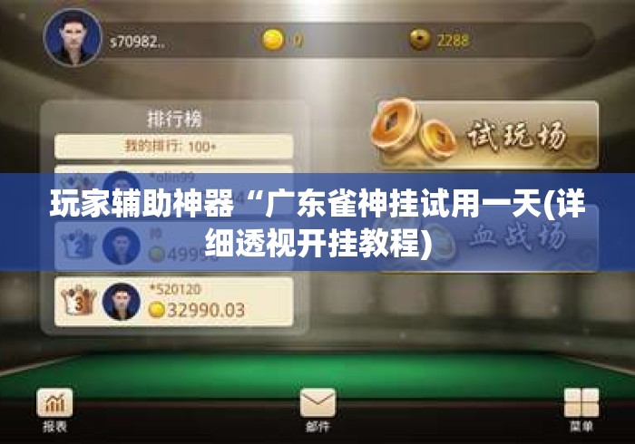 玩家辅助神器“广东雀神挂试用一天(详细透视开挂教程)