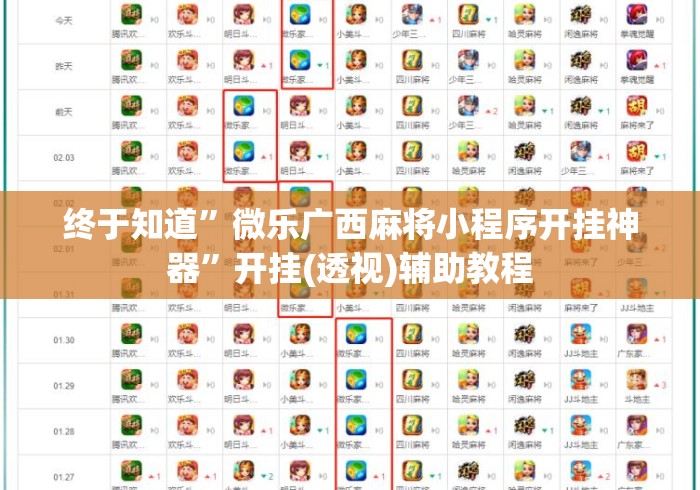 终于知道”微乐广西麻将小程序开挂神器	”开挂(透视)辅助教程