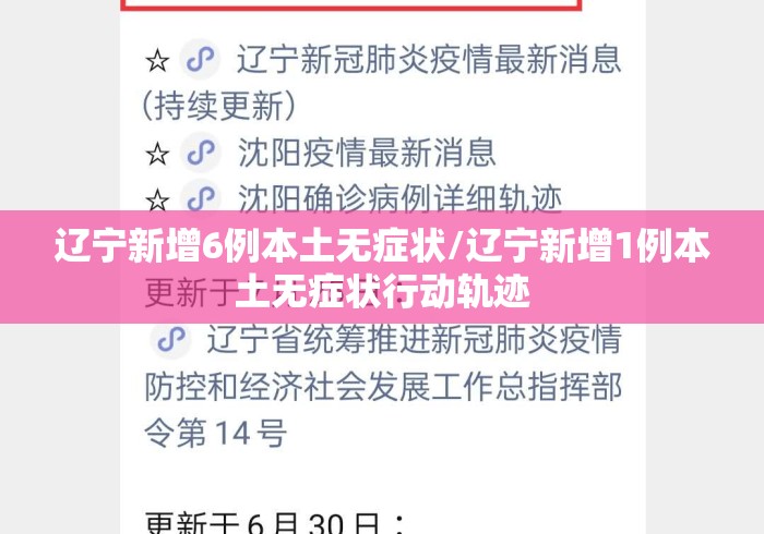 辽宁新增6例本土无症状/辽宁新增1例本土无症状行动轨迹