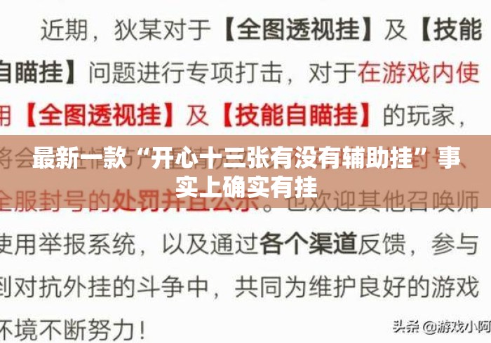 最新一款“开心十三张有没有辅助挂”事实上确实有挂