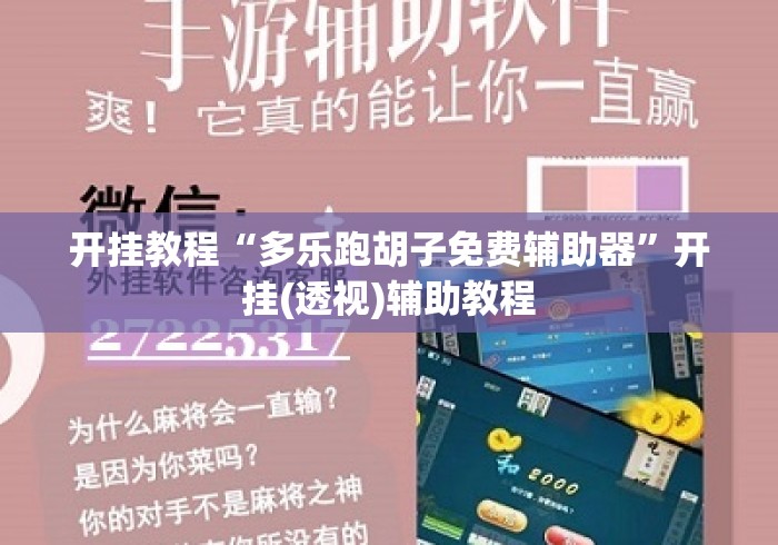 开挂教程“多乐跑胡子免费辅助器”开挂(透视)辅助教程