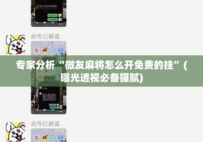 专家分析“微友麻将怎么开免费的挂”(曝光透视必备猫腻)