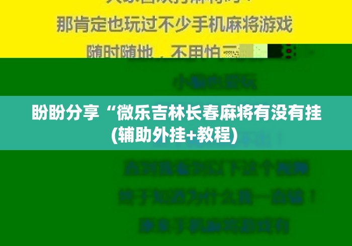 盼盼分享“微乐吉林长春麻将有没有挂(辅助外挂+教程) 盼盼分享“微乐吉林长春麻将有没有挂(辅助外挂+教程)