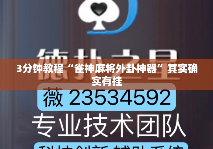 3分钟教程“雀神麻将外卦神器”其实确实有挂