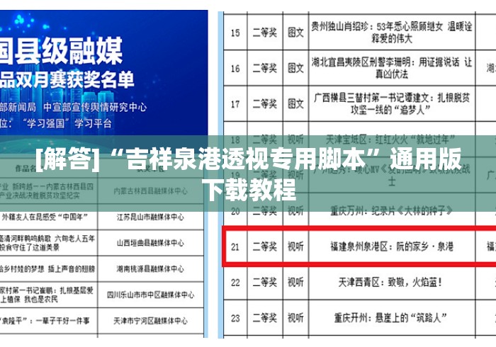 [解答]“吉祥泉港透视专用脚本	”通用版下载教程