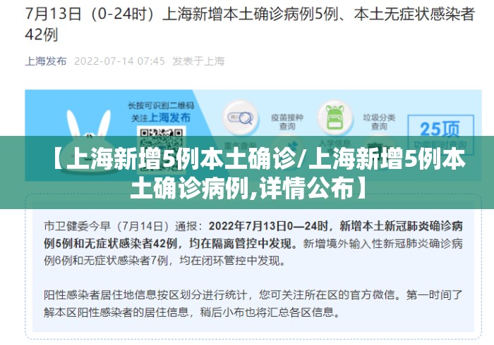 【上海新增5例本土确诊/上海新增5例本土确诊病例,详情公布】 【上海新增5例本土确诊/上海新增5例本土确诊病例,详情公布】